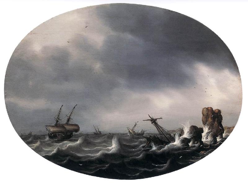 VLIEGER, Simon de Stormy Sea ewt Sweden oil painting art